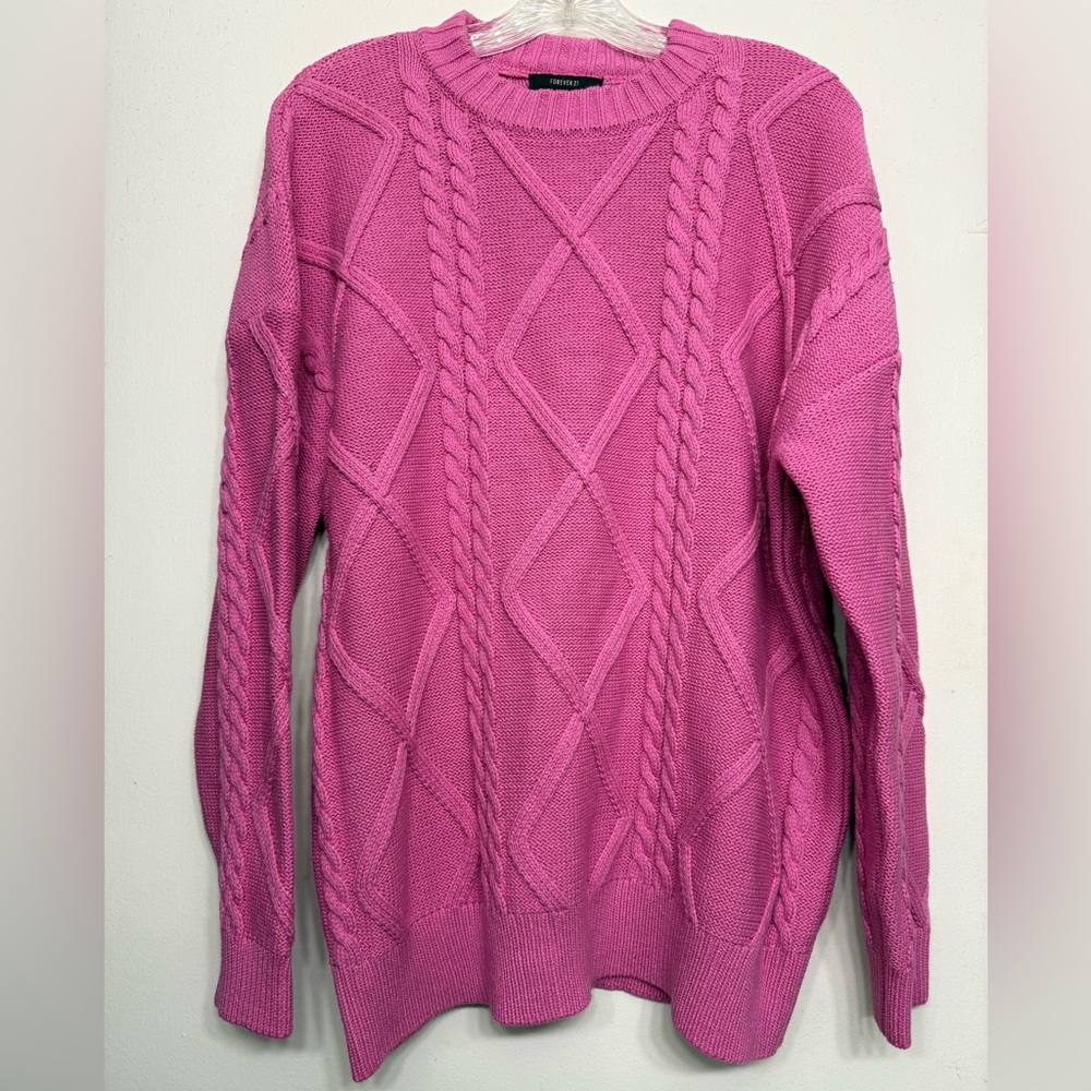 NWT Forever 21 Chunky Cable Knit Sweater Pink Size S